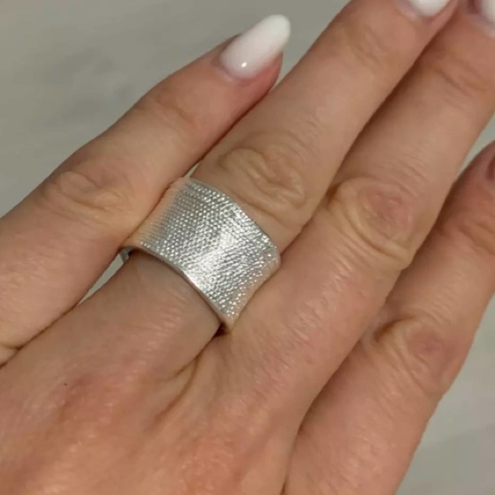 Sterling Silver Plated Irregular Texture Ring - image 2